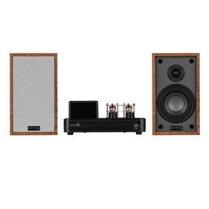Dayton Audio Desktop Bundle: Classic B40 Bookshelf Speakers, HTA20 Bluetooth Amplifier, Wood
